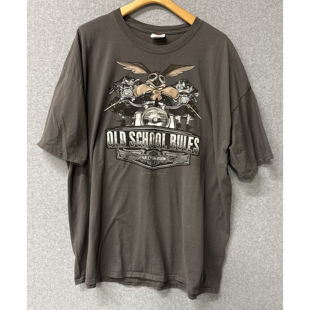 Harley Davidson Looney Tunes Old School Rules Vintage Y2K Shirt Men’s Size 3X